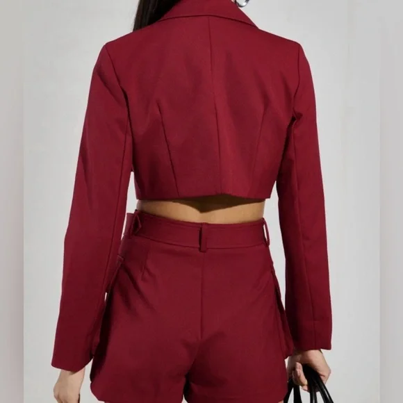 NWT AKIRA Stylish Burgundy Jacket and Shorts Set size XL